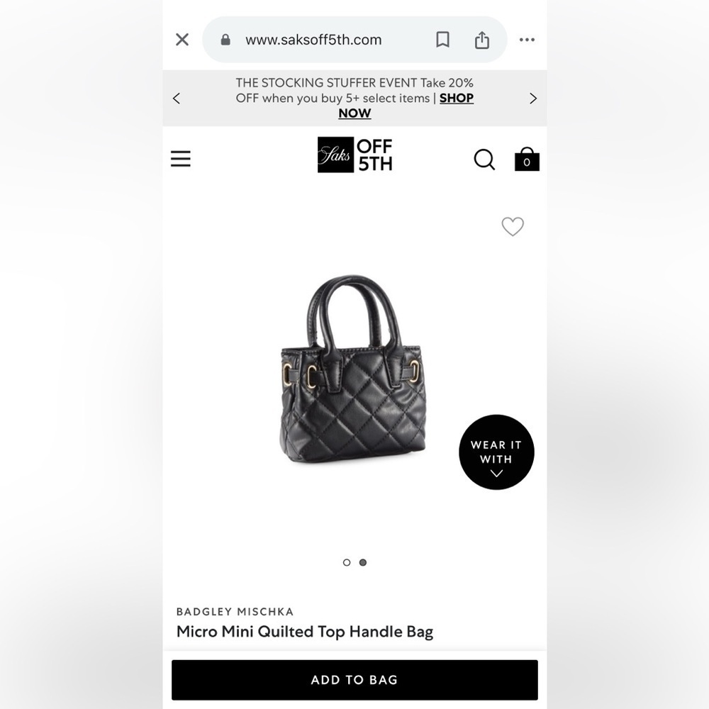 BADGLEY MISCHKA Micro Mini Quilted Top Handle NEW NWT - Picture 5 of 5